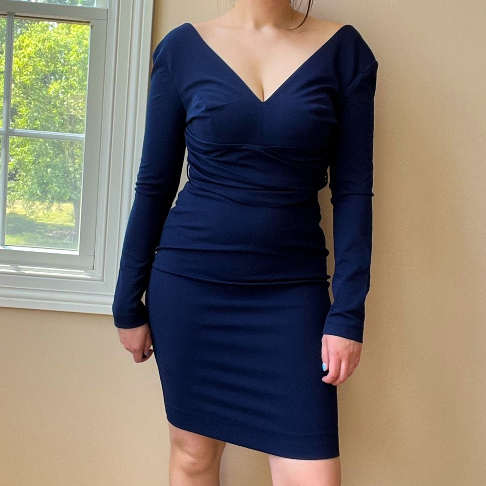 NWT Blue Long Sleeve Dress | Dress The Population